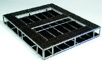 The configuration of this unit is identical to the full perimeter standard timber pallet currently in use, allowing for complete inter-changeability.