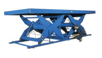 To reduce workforce back injuries this 4 tonnes capacity double horizontal scissor lift table is used to raise the load to an ergonomically correct height for onward handling.