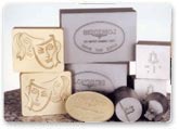 Both flat and rotary embossing stamp dies can be provided for the marking of materials such as steel, brass, aluminium, plastic, paper and card.