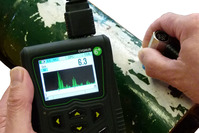 NDT thickness gauge with A-scan and B-scan displays and comprehensive data logging