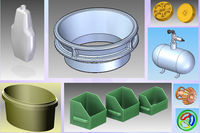 Various plastic mouldings, stell storage tank, engineering components