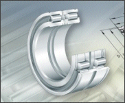 Cylindrical roller bearings with snap ring grooves are full complement, self-retaining units comprising solid inner and outer rings, rib-guided cylindrical rollers and sealing rings.