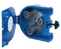 Direct mount pump is designed to be mounted directly onto a right angle reducer for compact foot print.