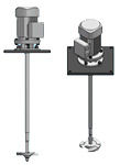 Vertical single-stage mixers with cantilever shaft and wear bushings cooled by the flow of the pumped liquid.