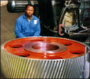 Fixed 30 helix angle double helical gears up to 1.5m diameter, with a face width of 305mm and 16 module pitch.