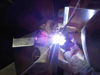 TiG welding seam joint on a sheet metal box